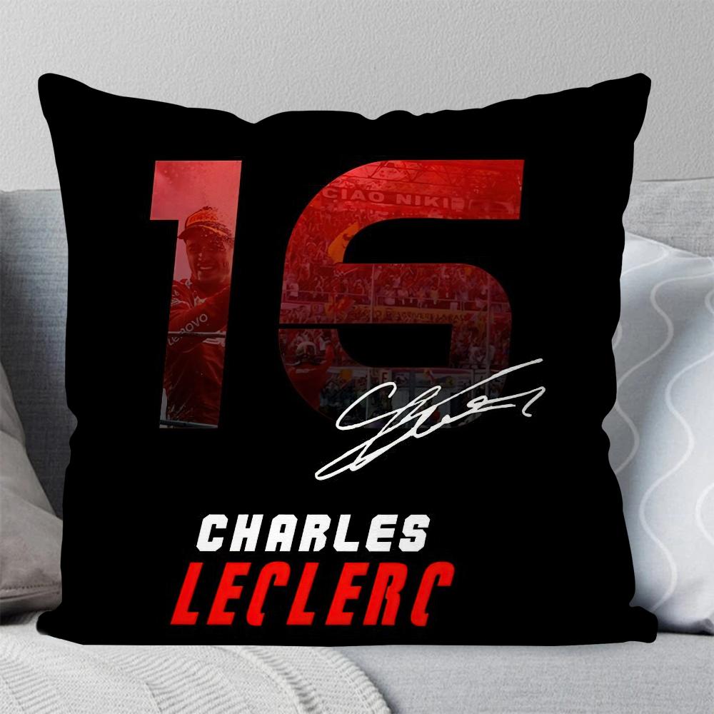 C-Charles L-Leclerc F1 16 Kissenbezug Quadratisches Kissen Schlafzimmer Sofa Freizeit Komfortkissen Auto Wohnzimmer Heimdekoration 40X40