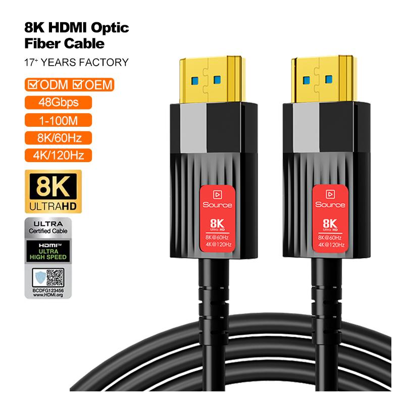 8K 60Hz HDMI 2.1 Fiber Optic Cable 48Gbps Ultra High Speed HDR EARC Dolby Vision Optical HDMI Cord for TV Projector Home Theater