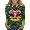 Print Tops For Youth Girls Round Neck 3/4 Sleeves T-Shirts Trendy Tops Outfit Tees