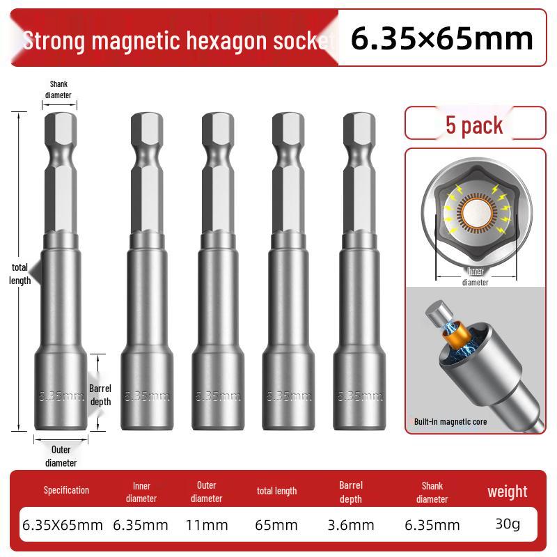 Hexagonal Magnetic Socket Head Self-Tapping Dovetail Screw Adapter for Steel Tile Drill and Air Wrench