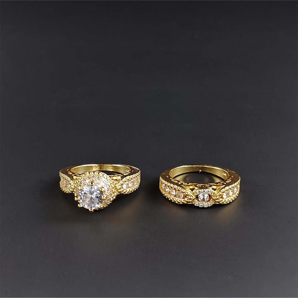 New Double-Layer Micro-Inlaid Zircon Ring Set - Luxury Party Wedding Band R5080