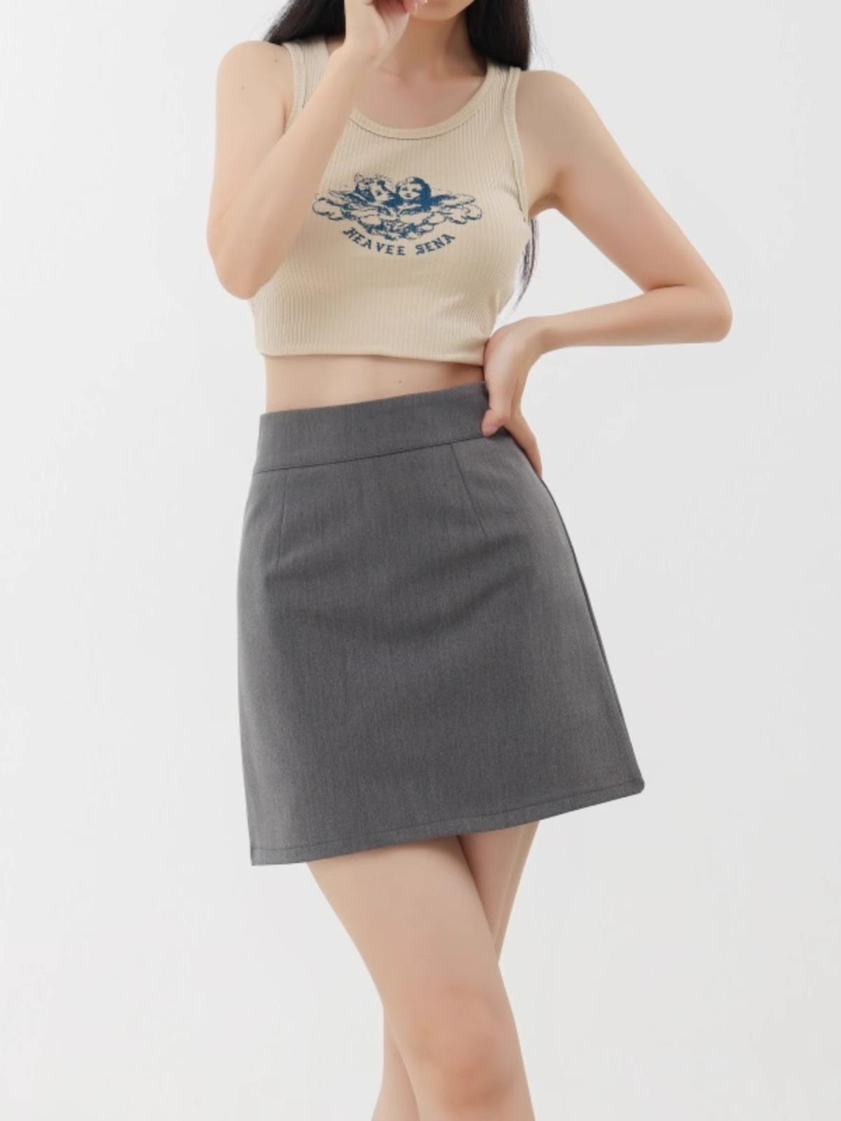 

Women s Gray High-Waist Midi Skirt - Autumn Bodycon A-Line M