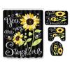 Painted Flowers Bathroom Shower Curtain Floor Mat Toilet Cover Foot Mat Four-Piece Pattern Size Fixed Zhi