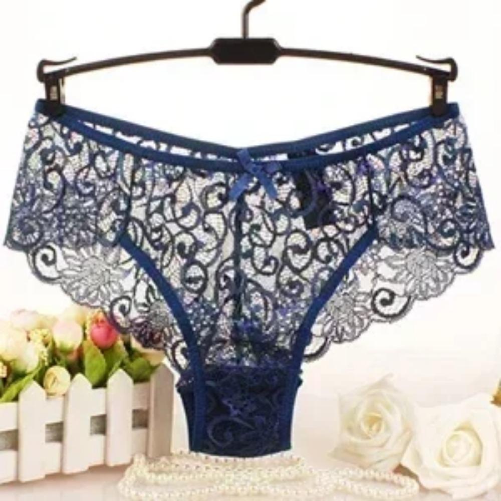 New Non-marking Sexy Erotic Panties Female Lace Hollowing Mid-waist Sexy Large Size Panties Ladies Briefs
