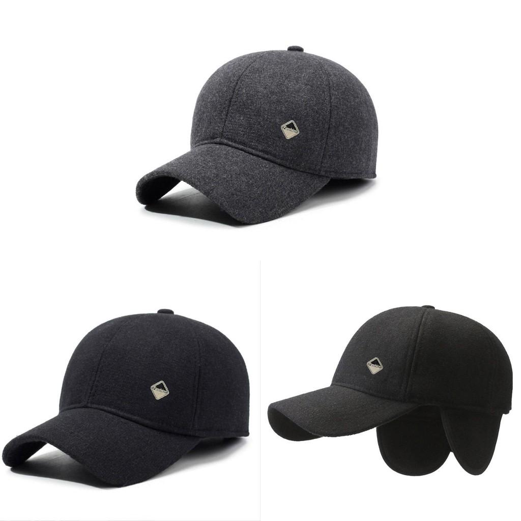 Color Solid Baseball Cap Winter  Warm Ear Protector Outdoor Hats Breathable