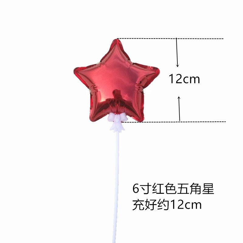 5inch Self-inflating Foil Balloons Cake Toppers With Plastic Stick Heart Shaped Cake Decor Wedding Birthday Party Cake Supplies