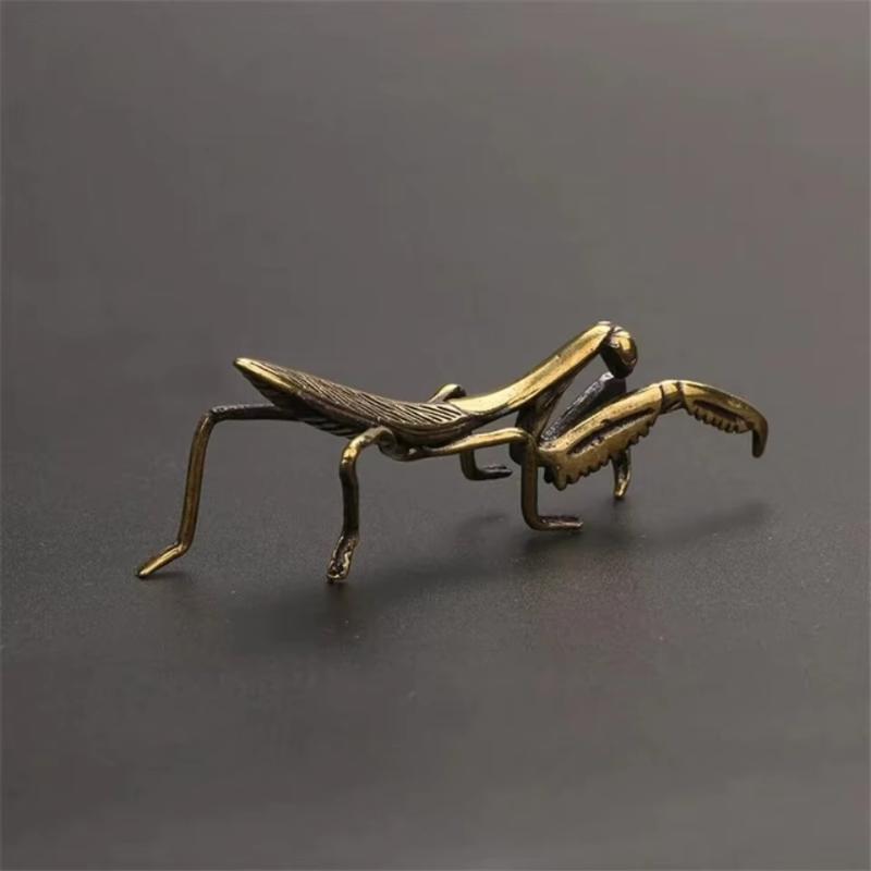 Copper Mantis Miniature Ornament Vintage Flower Pot Decoration Decorative Craft Accessories Tea Pet Antique