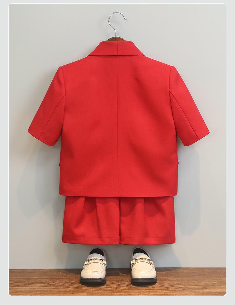 Boys' Chinese Style Summer Suit: Short Sleeve Embroidered Set for Weddings