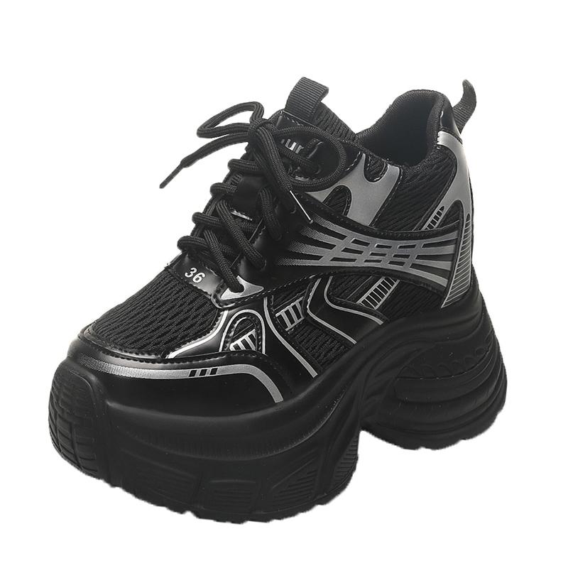 Women's Breathable Mesh Dad Shoes New Autumn Thick Bottom Casual Sports Walking Shoes Retro 10CM High Platform Chunky Sneakers