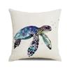 Watercolor Turtle Cartoon-style Ocean Digital Printing Short Plush Pillow Covers for Car Sofa Office Cushion Cover Home Goods