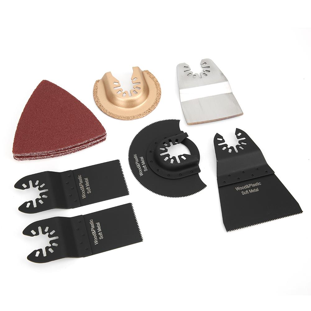 

16 шт. микс осциллирующего пильного полотна наждачной бумаги, аксессуары для обрезки станка, деревообрабатывающий инструмент