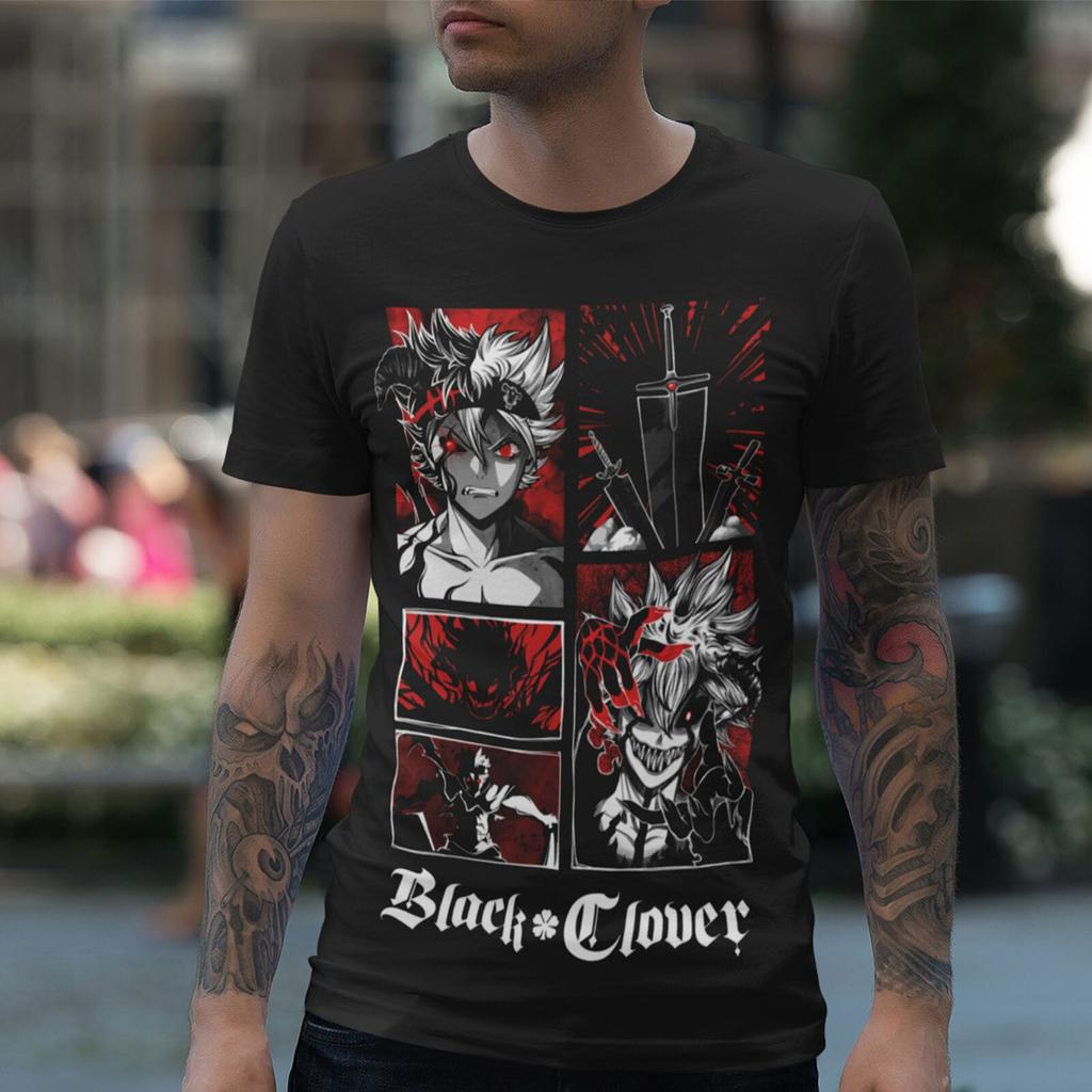 Unisex Shirt Cotton Oversize Large Size New Black Clover Asta Yuno Anime Manga Tshirt Anime Manga Black Shirt All Size