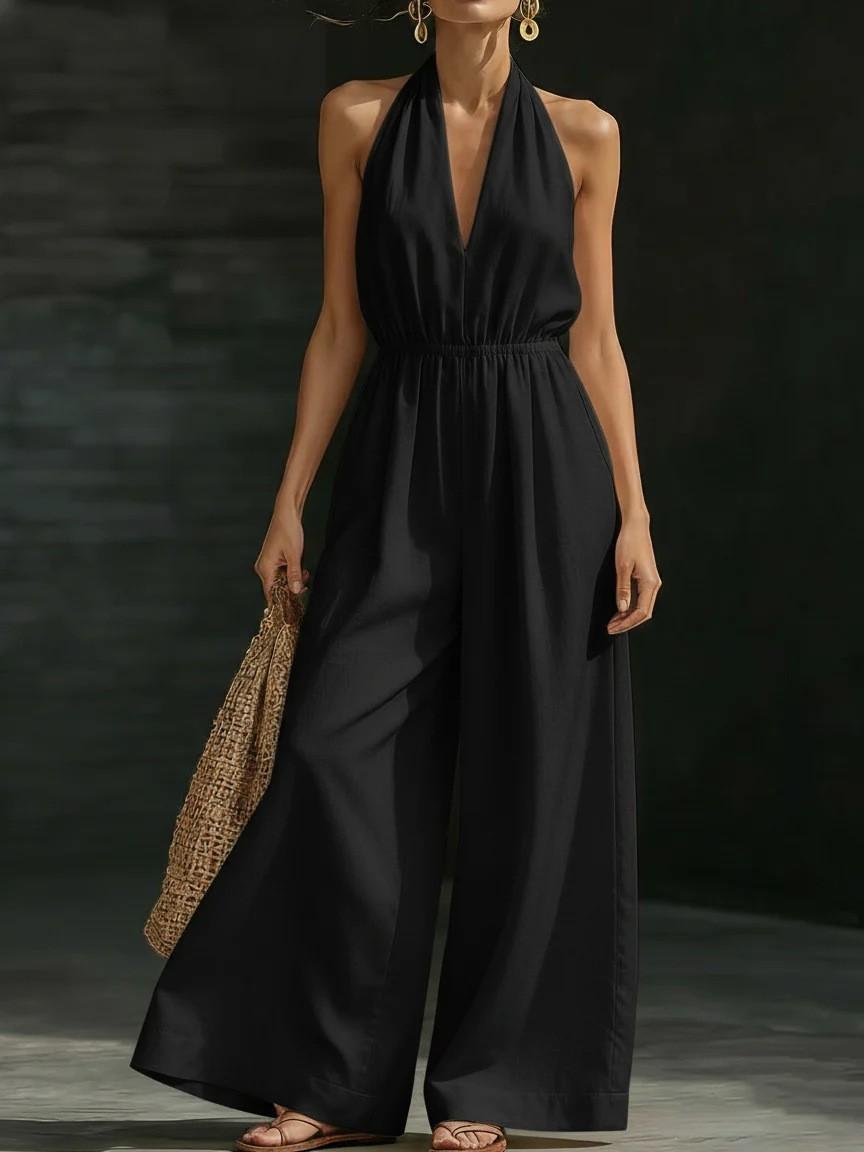 2026 summer new European and American style V-neck neck vest jumpsuit women s design temperament fashionable commuter French
