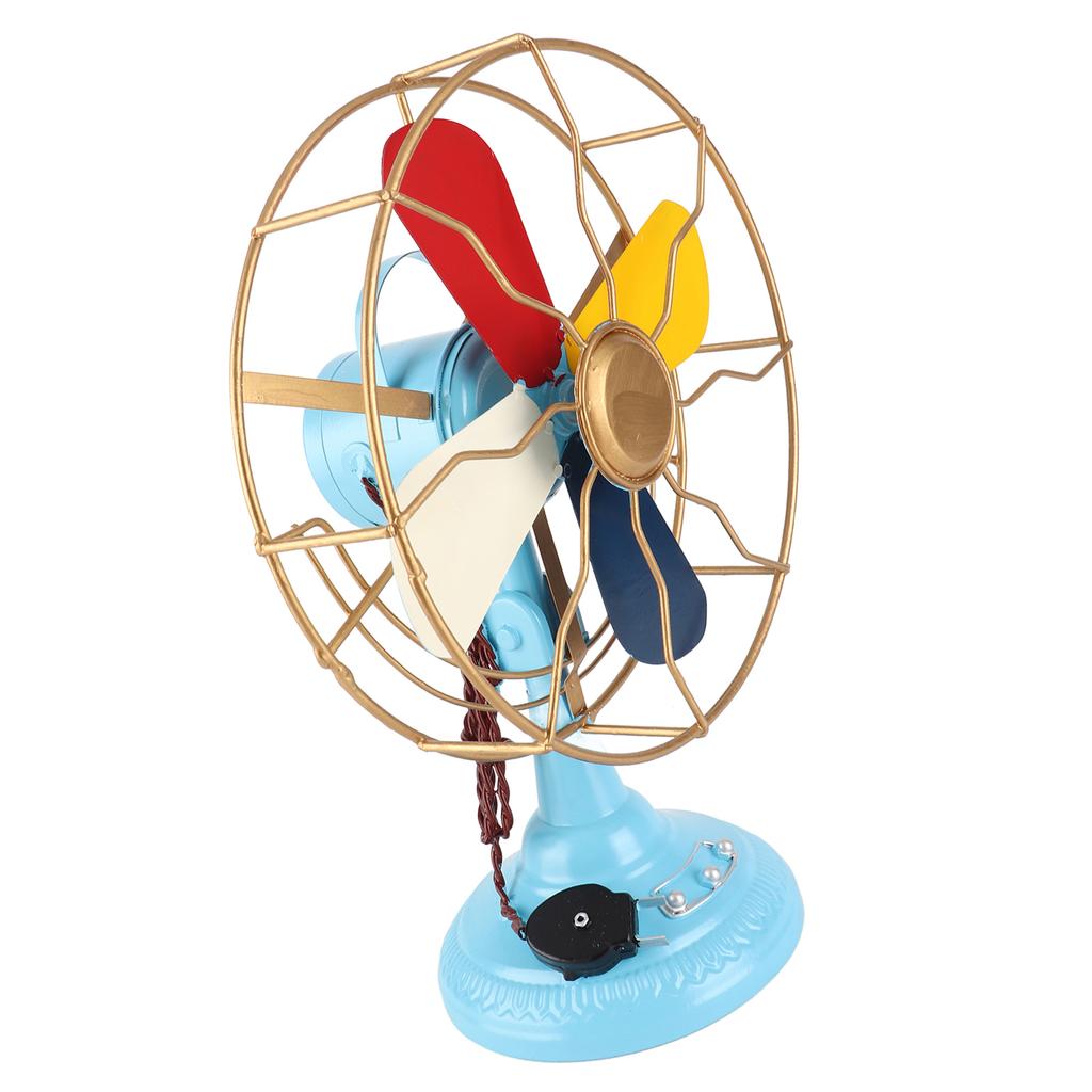 Ventilatore da Tavolo Vintage Stile Retrò Colori Raffinati Base Larga in Metallo Ventilatore da Scrivania Antico Decorazione per Vetrina H