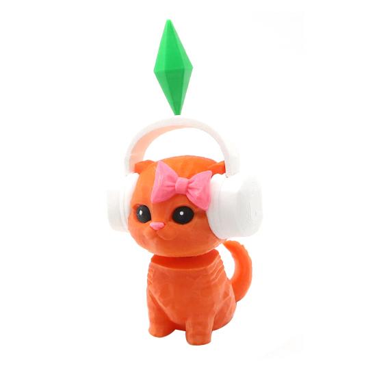 Cute Cat Figurine 3D Printed Shaking Head Cat Sculpture with Spring
