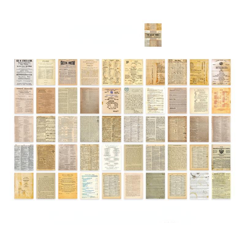 50pcs Vintage Plant Stickers Junk Journal Retro Newspaper Stamp Ticket Stickers Label DIY Diary Album Scrapbooking Material