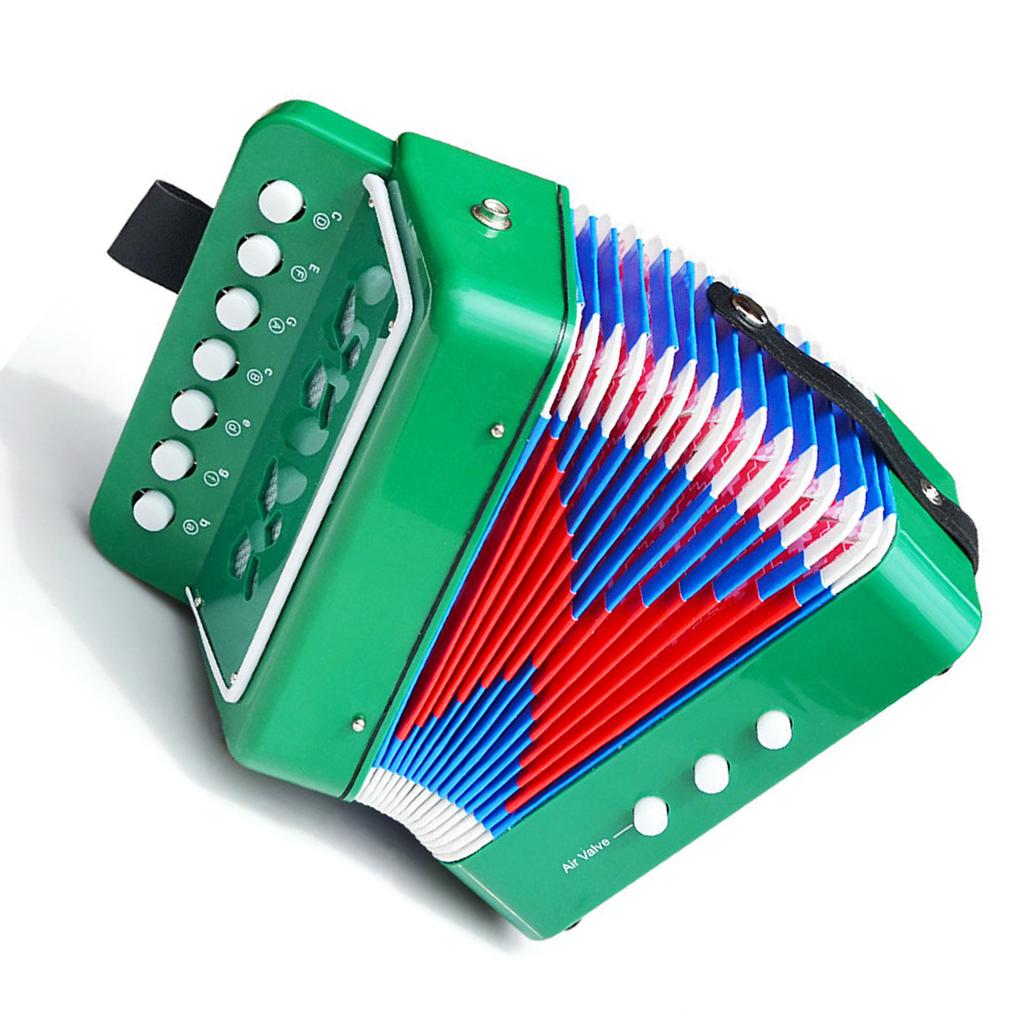 Accordion Toy Children Accordion Musical Instrument 2 Bass 7 Keys for Kids Infant Green
