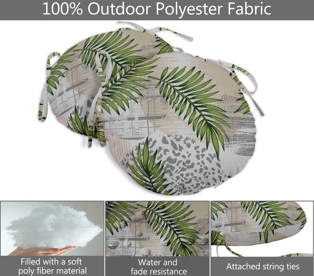 Vargottam Indoor Outdoor Round Bistro Chair Cushions Block Print 15-Inch Bistro Chair Pads Waterproof Seat Chair Cushion For Home