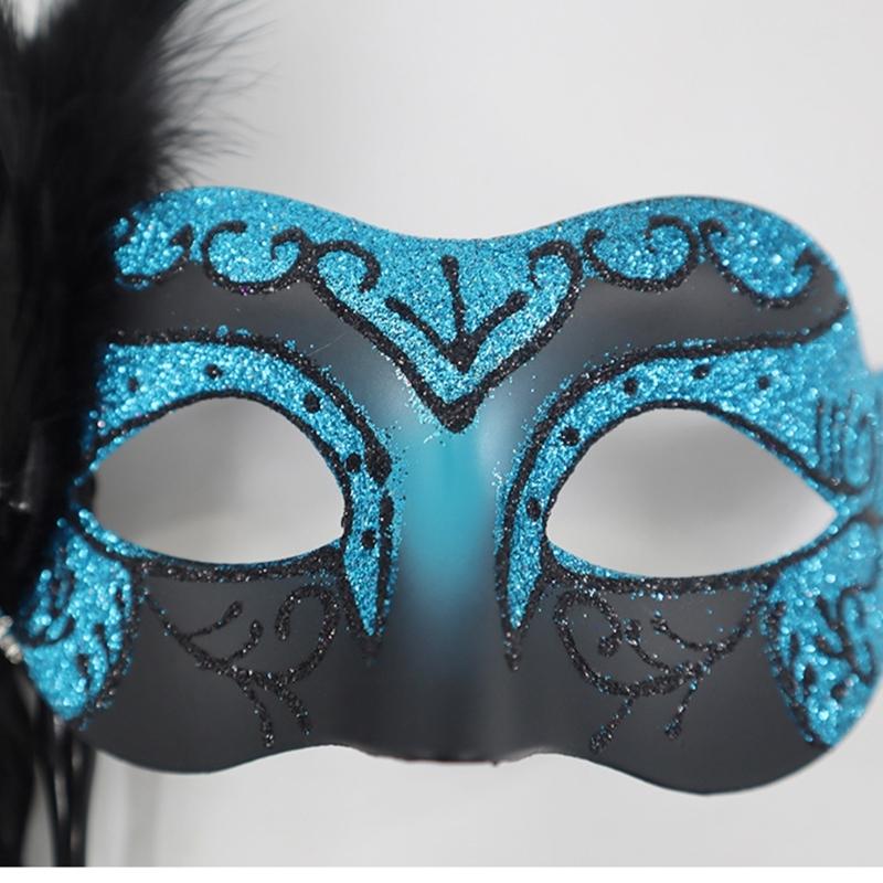 Venetian Masquerade Masks Halloween Mardi Gras Masks with Stick Ball Party Masks