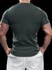 2024 Men's Semi-Tight Henley Fitness Shirt - Solid Color Striped Stretch Short Sleeve Athletic Top