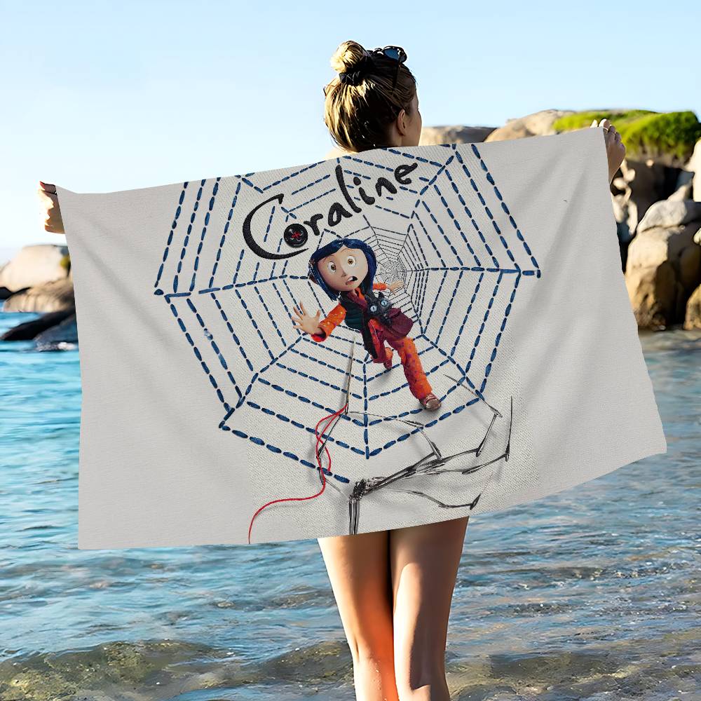 

C-Coraline-S Microfiber Blanket Quick Drying Beach Towels Oversized Printing Super Absorbent Pool Towel Blanket W30*H60(CM)