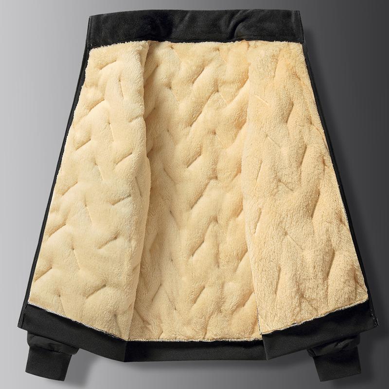 Vinter Middelaldrende Lammeull Varm og Fleece Vindtett Casual Bomullsforet Herrejakke