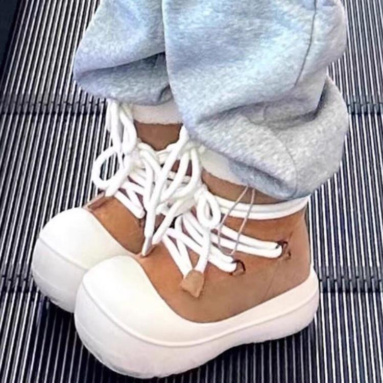 Women's Large Size Soft Sole Winter Warm Fur One Snow Boots Padded Lined Ankle Boots Anti-slip Hiking Casual Sports Cotton Boots