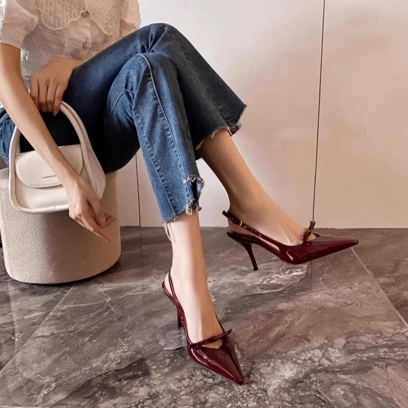 Fashion 2025 Summer New French Bow High Heel Shoes with Bow Head and Fashionable Sandals Pointed Thin Heels Women's Shoes