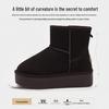 Women's Korean Style Thick Sole Hidden Heel Snow Boots: Genuine Leather, Fleece-Lined, Warm Ankle Boot for Versatile Winter Wear.