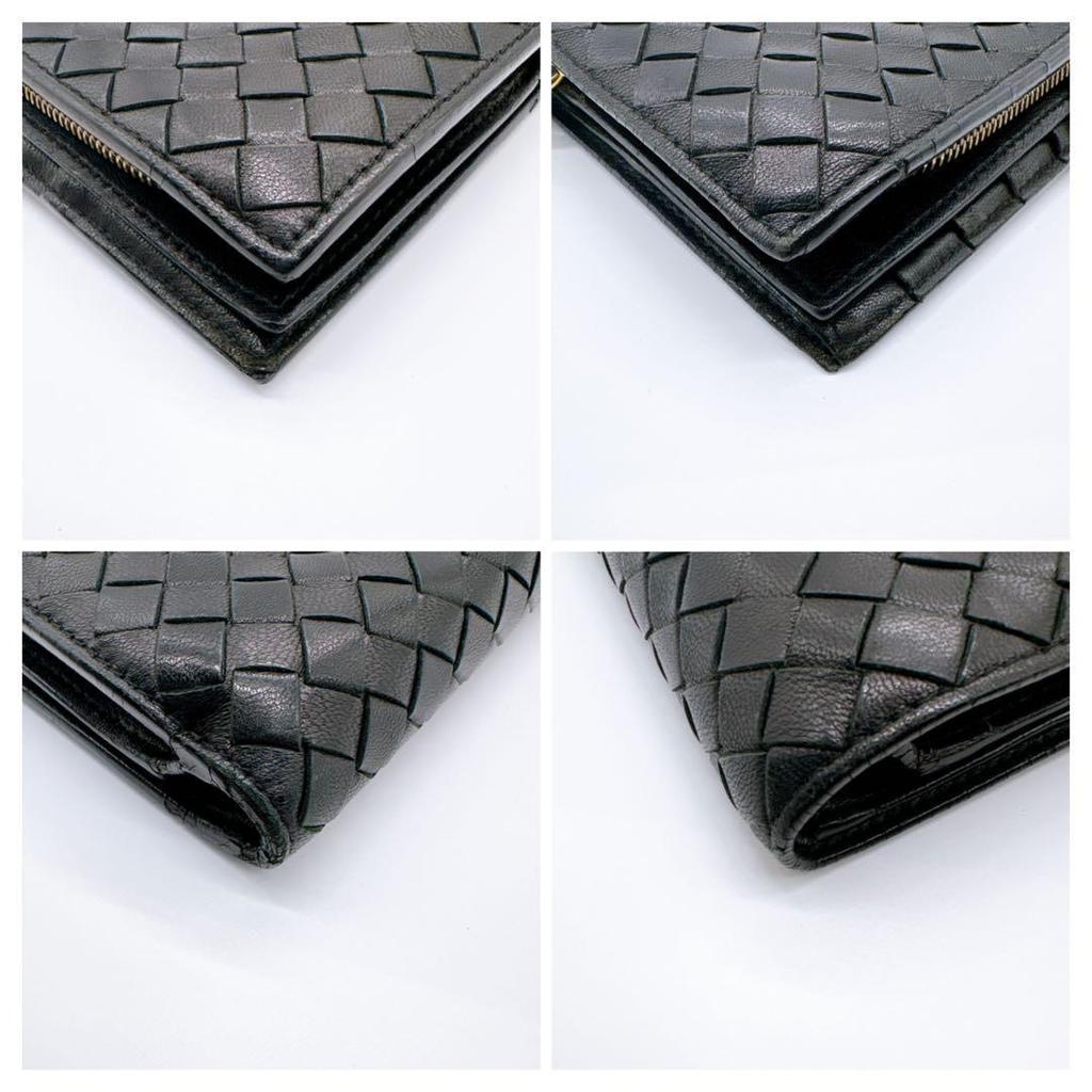 Used BOTTEGA VENETA Intrecciato Bi-fold Wallet Black Leather