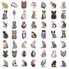 50-Piece Set No Duplicates: Edgy Vintage Cool Tattoo Cat Series Stickers - DIY Decor for Laptops, Phones Backpacks Water Bottles