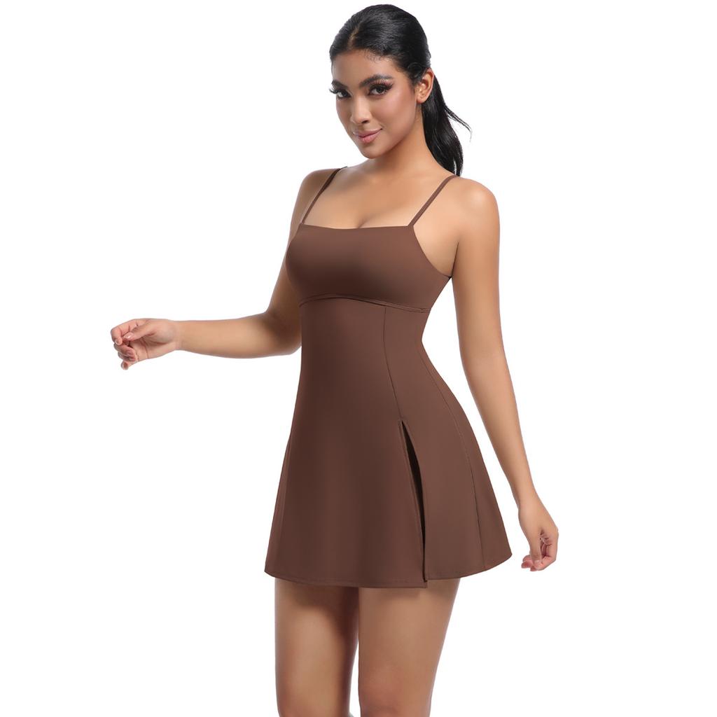 New Cool Camisole Jumpsuit Tennis Skirt Sexy Back Leggings Fitness Solid Color Sports Dress For Women