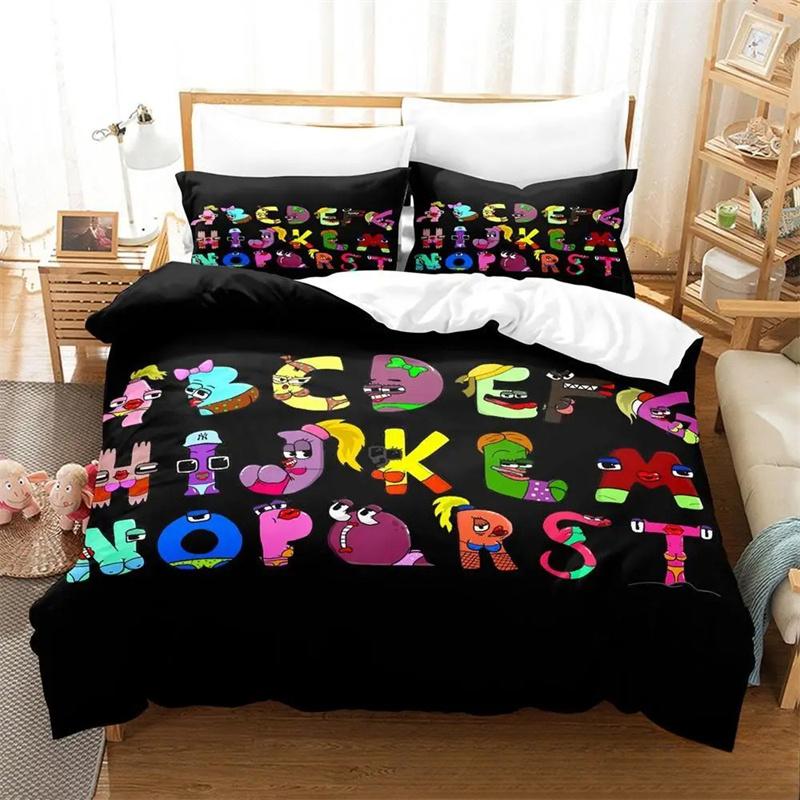 3D Print Cartoon Alphabet Lore A-Z Bedding Set Boys Girls Twin Queen Size Duvet Cover Pillowcase Bed Kids Adult 2/3pcs