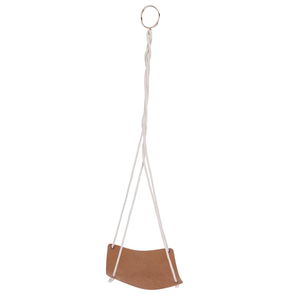Pflanzenhänger PU-Leder Quadratische Basis Baumwollseil Blumentopf Sukkulenten Hängehalter Gartendeko Braun 20cm
