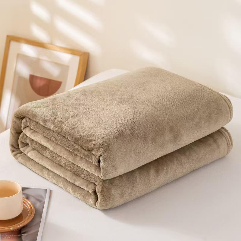 Thickened Coral Fleece Flannel Blanket for Home, Office, and Baby – Solid Color, Air Conditioning Quilt