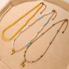 Natural stone beaded collarbone chain gentle temperament crystal color matching love puppy pendant stacked necklace