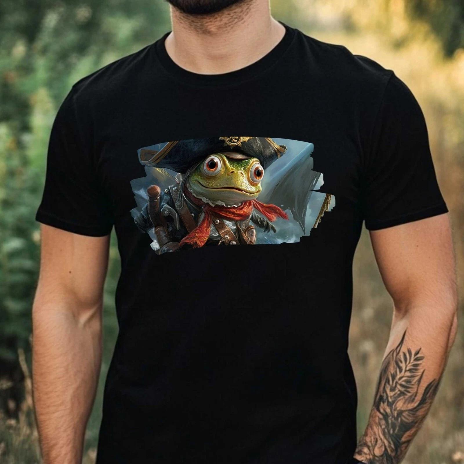 T-Shirt Herren Piraten Frosch Motiv Baumwolle Größe XS bis 5XL M