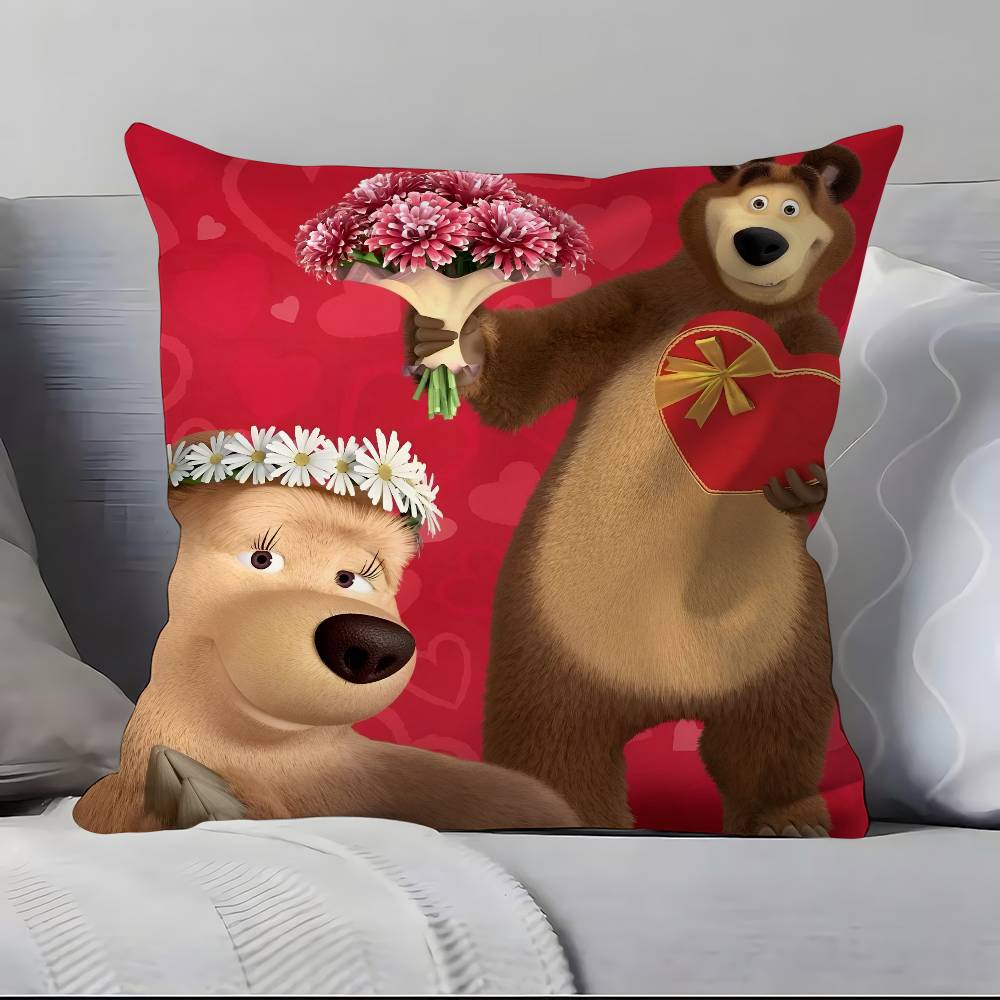 Cartoon M-M-Masha And The B-Bears Pillow Case Pillowcase Soft Skin Friendly & Comfortable With A Hidden Zipper