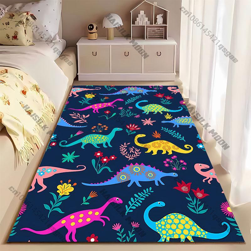 Colorful dinosaurs with floral pattern carpet Yoga living room room decor children's crawling mat doormat area rug