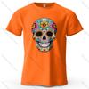 Day of The Dead Skull Pattern Printed Short Sleeve Summer New Personalized Unisexs and Womens Casual Soft Skin Friendly Tshirt