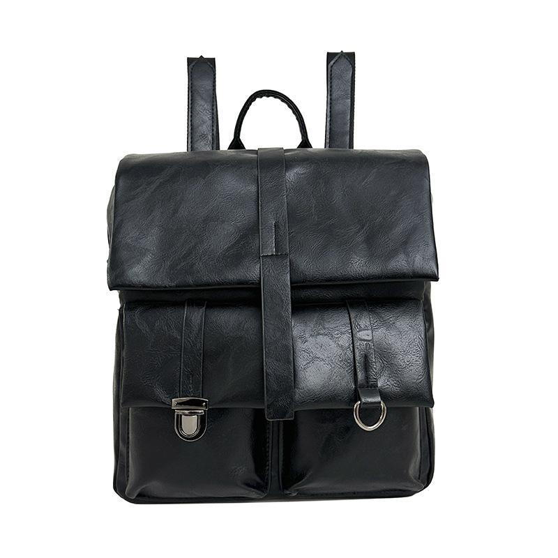 Schoolbag leather travel bag new backpack anti-theft calfskin backpack European and American retro large-capacity autumn and winter bag spot