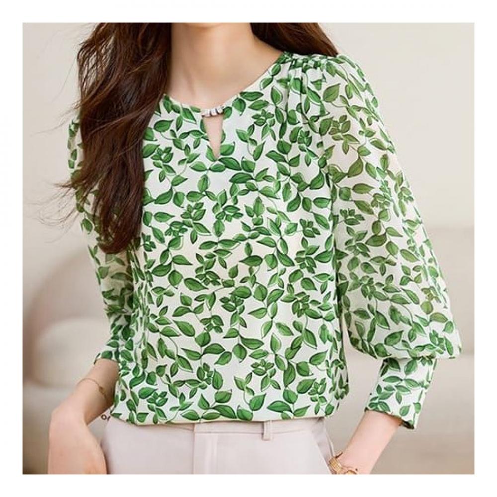 Navava Women Flower Pattern Long Sleeve Blouse Nb1892