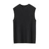 Women's Cashmere Ribbed Sleeveless Slim-Fit Pullover Sweater with Half-High Neck
