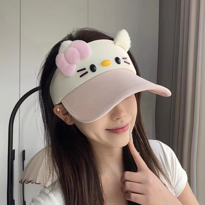 Baseball Cap Cycling Sunshade Net Cat Kt Cute Big Sunscreen Student Ki Brim Empty Top Hat Red Ytthello Summer