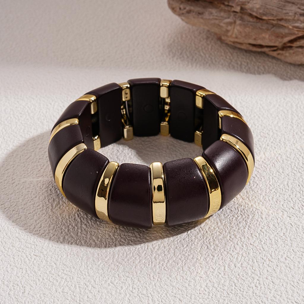 Exaggerated personalized acrylic oval elastic rope splicing bracelet ethnic style jewelry