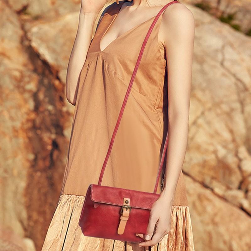 Johnature Vintage Genuine Leather Women's Small Bag Leisure Natural Soft Cowhide Solid Color Shoulder & Crossbody Bags