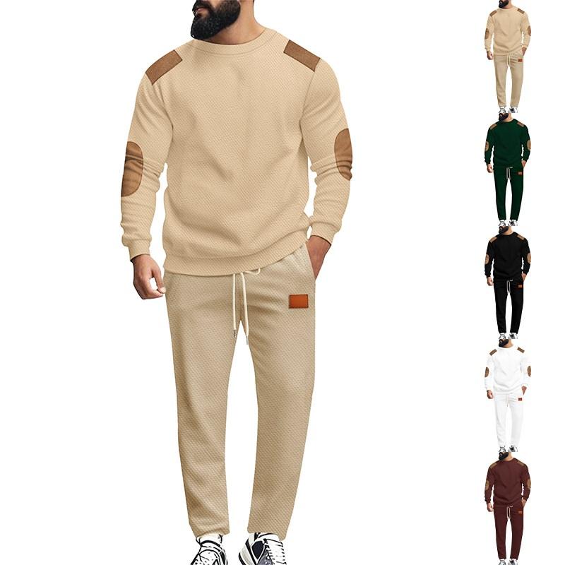 Spring And Autumn New Men's Casual Sports Suit Men's Stitching Contrast Color Two-piece Suit