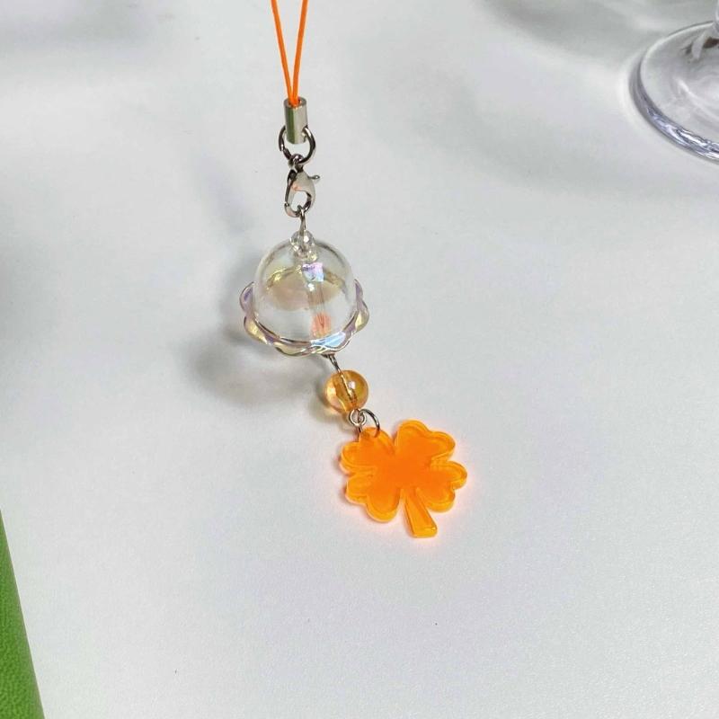 Clear Elegant Color Four Leaf Clovers Phone Charm with Wind Chimes Portable Good Luck Fashion Accessory Daily Use