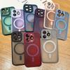 Luxury Magnetic Matte Translucent Armor Shockproof Case for iPhone 16 13 15 14 12 11 Pro Max for Magsafe Wireless Charge Cover