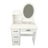 Vanity Desk with Round LED Lighted Mirror Makeup Vanity Dressing Table with 4 Drawers for Bedroom